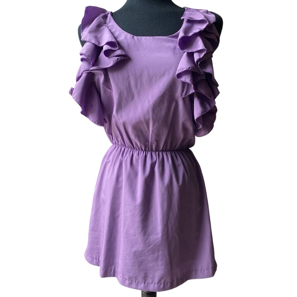 Pink Martini Women's Purple Ruffle Sleeveless Mini Dress Women's Size X-Small